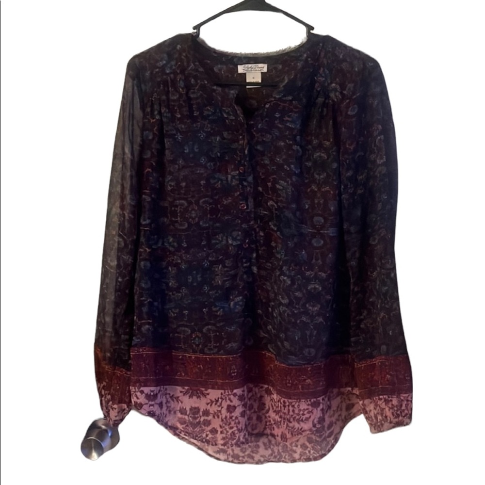 Lucky Brand floral sheer top size S - Picture 1 of 8